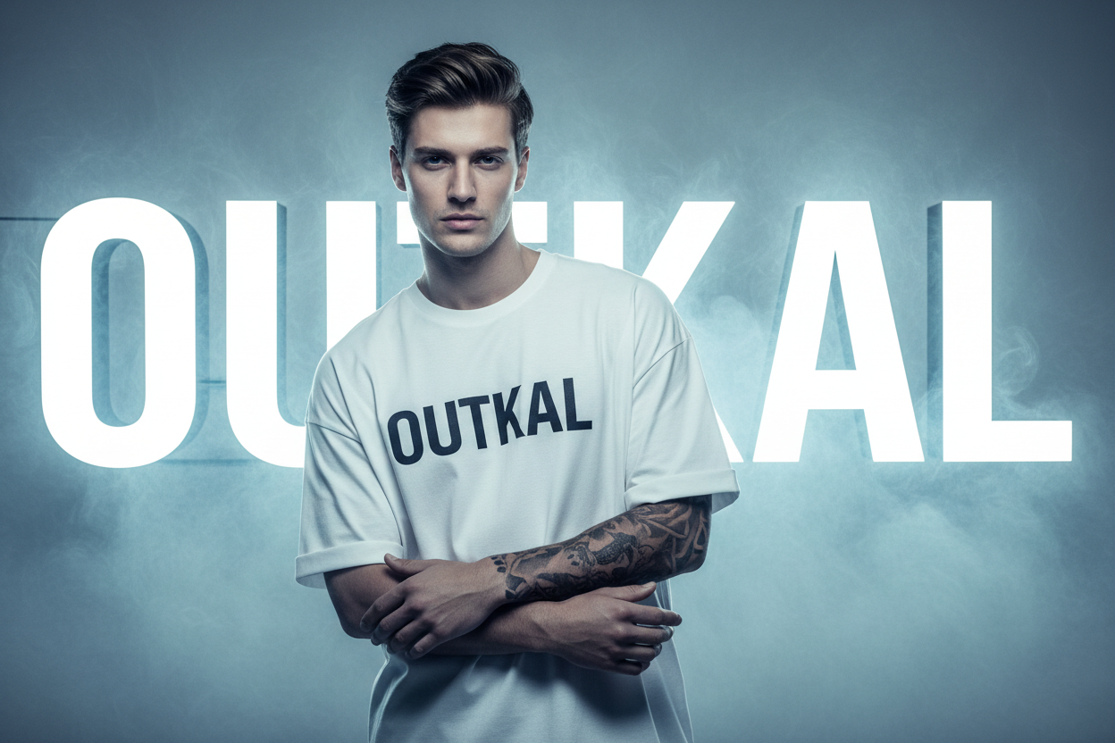 White OUTKAL T-Shirt Model